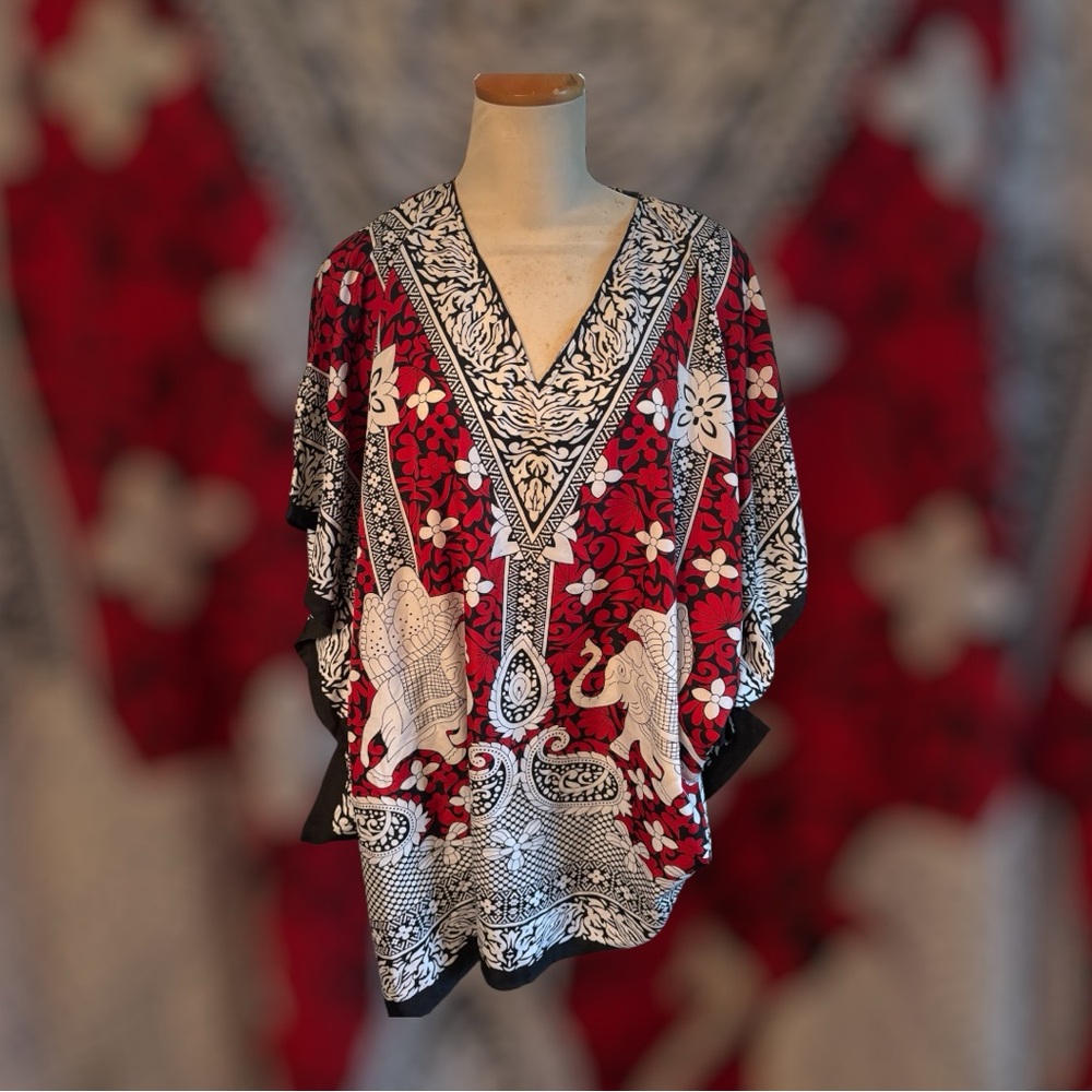 Elegant Red and Black Women's Tunic
